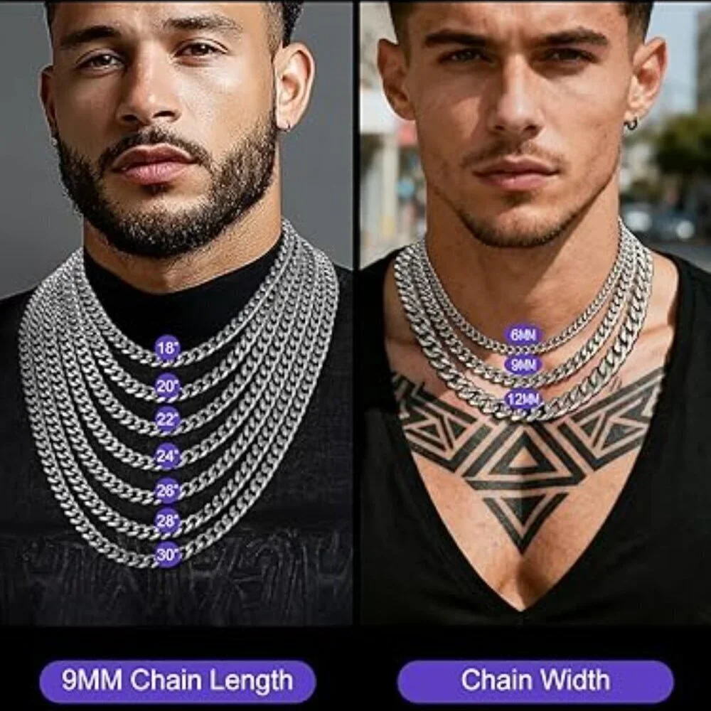 Men's 6MM Width-Steel Stainless Steel Miami Cuban Curb Link Chain Necklace